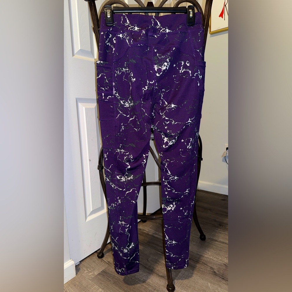 POP Fit Purple Marble Leggings Large
